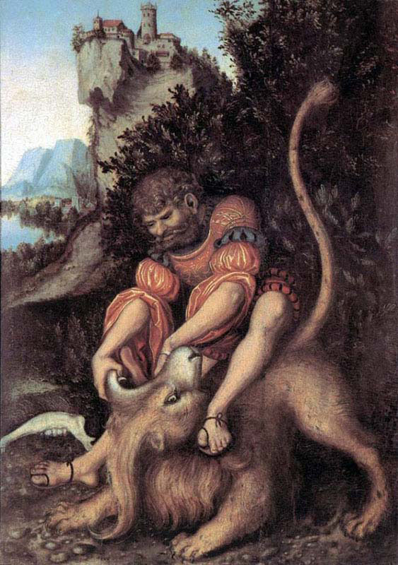 Samson's fight with the Lion